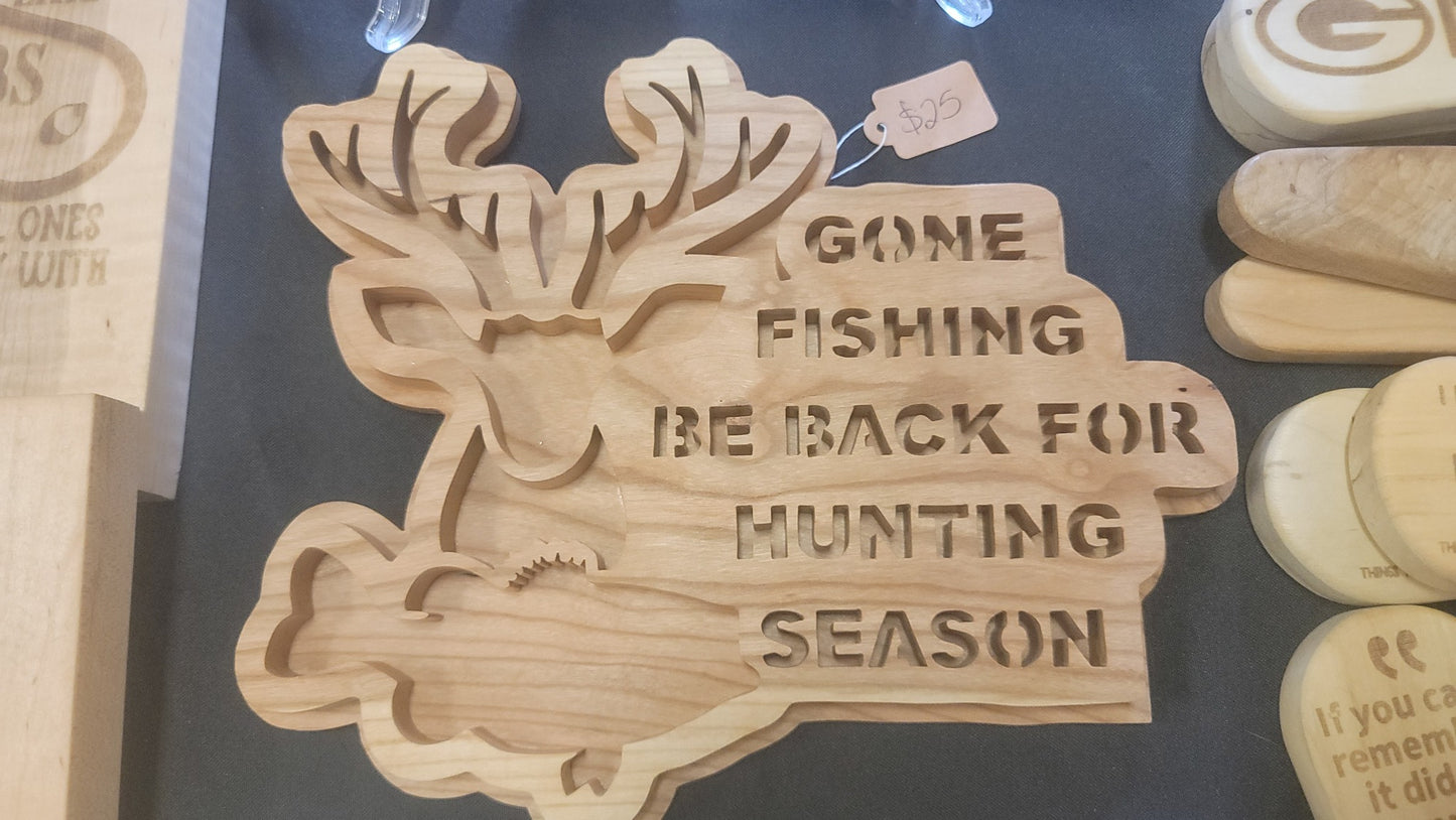 'Gone Fishing' Wood Art